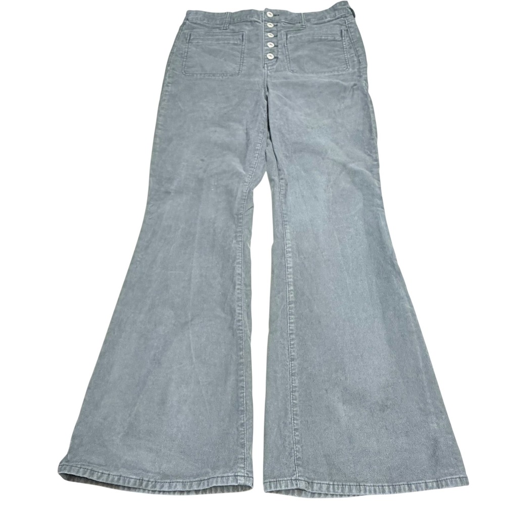 American Eagle Blue Gray Corduroy Super High Rise Flare Pants